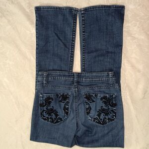 Lee Slender Secret Lower On The Waist Womens 6Medium Jeans Navy Blue Embroidered